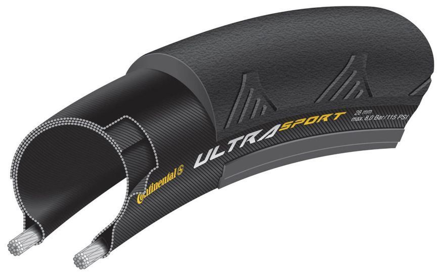 Покришка 28" Continental Ultra Sport III 700x25C (25-622) PureGrip Foldable Black/Green 150462 фото