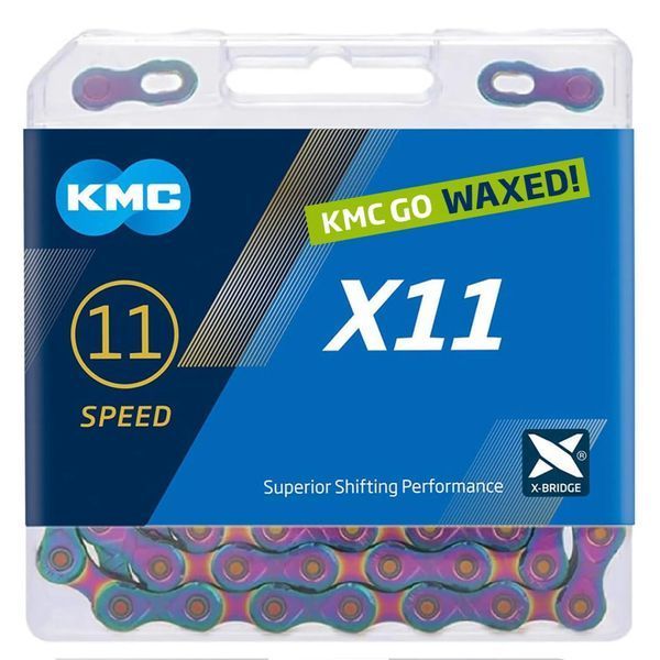 Ланцюг KMC X11, 11 speed, 118 links, хамелеон + замок Waxed BX11AB118W фото