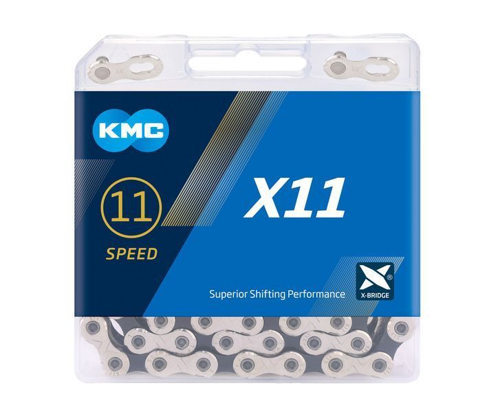 Ланцюг KMC X11, 11 speed, 114 links, срібний/чорний X11 фото