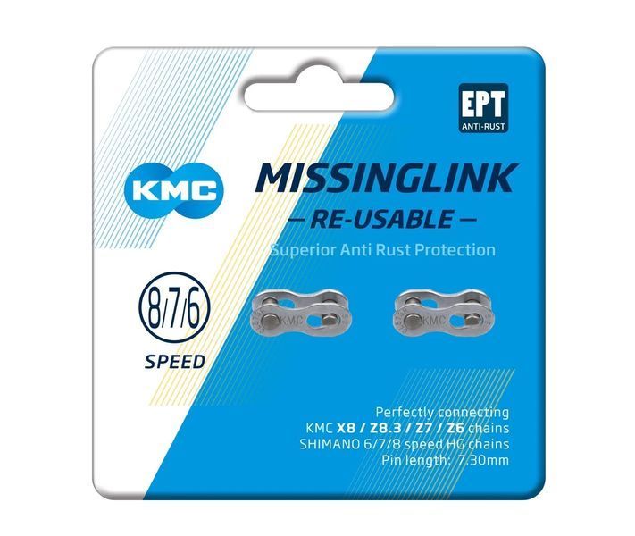 Замок ланцюга KMC 7/8R EPT, 6/7/8 speed, срібний (2 шт) CL573R-EPT фото
