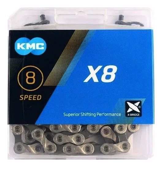 Ланцюг KMC X8, 8 speed, 114 links, срібний/сірий X8 фото