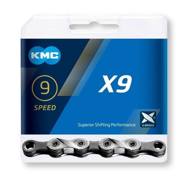 Ланцюг KMC X9, 9 speed, 122 links, срібний/сірий BX09NG122 фото
