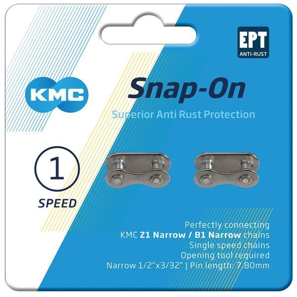 Замок ланцюга KMC Snap-On Narrow EPT, 1 speed, Silver (2 шт) CSONEPT00 фото